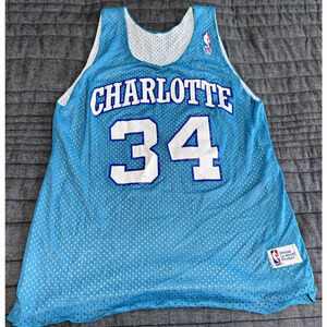 Vintage JR Reid NBA Charlotte Hornets Authentic MacGregor Sand-Knit Jersey Sz M